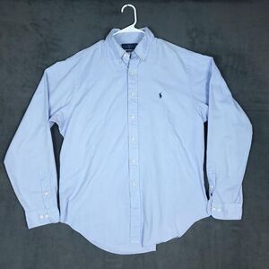 Ralph Lauren Shirt Mens 16.5 34/35 Blue Classic Fit Long Sleeve Button Down Logo